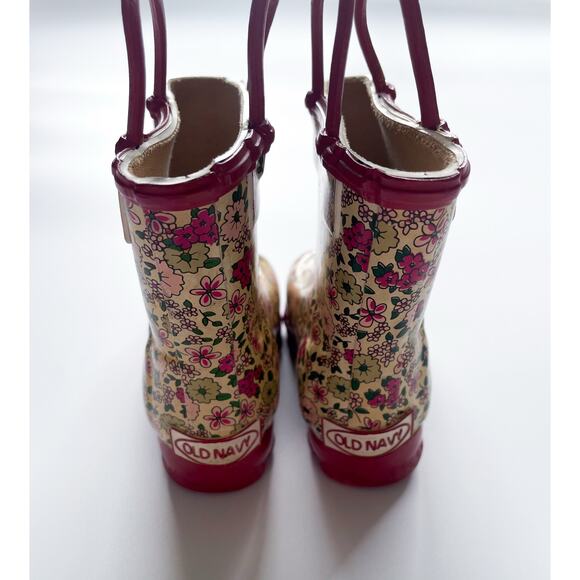 Baby Girl's Vintage Old Navy Floral Rubber Rain Boots Size 12-18 Months - Picture 4 of 7
